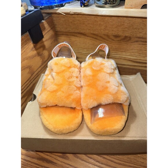 NIB UGG Fluff Yeah Slide Poppy - California Orange Poppy - US 7 W/ Box - Picture 2 of 7